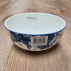 1 Mikasa DARCY Cereal Bowl Floral White Blue Flowers Bone China 6 inch